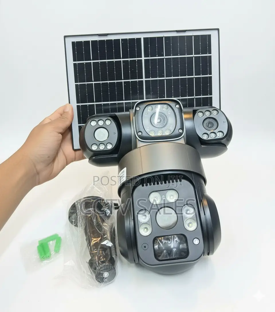 Ultra Hd Triple Lens Solar PTZ Outdoor Camera With Auto Track V380 App