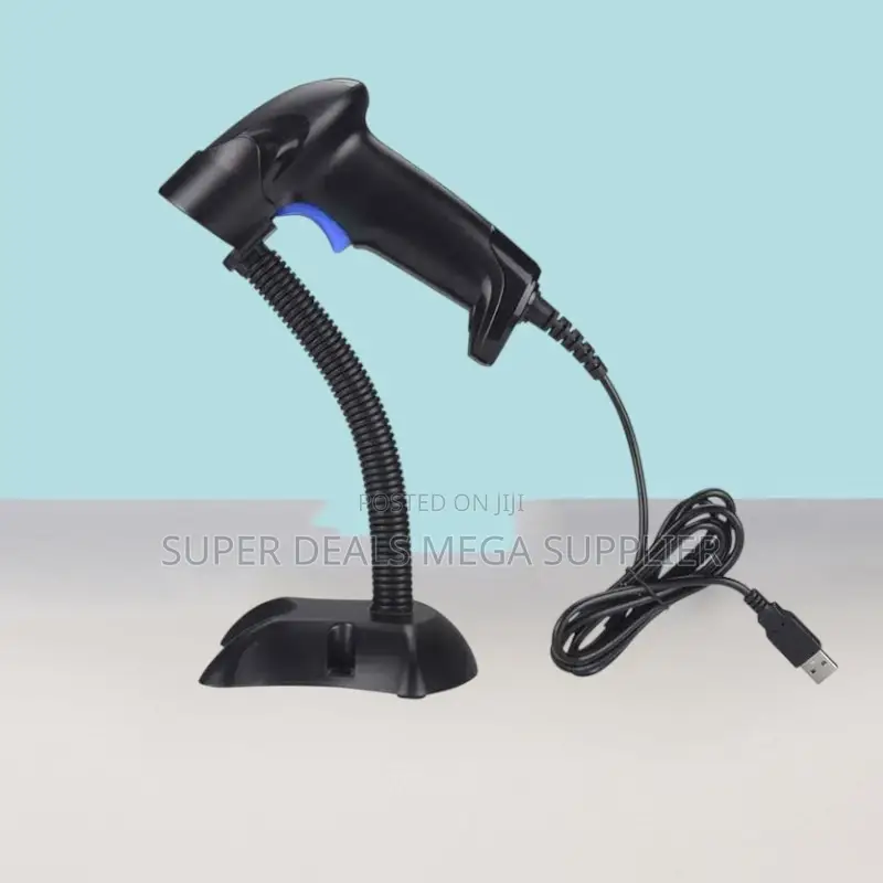 Usb Laser Barcode Scanner Reader With Stand Shock Resistant Durable