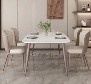 Home Dining Set; Dinner Table Set of Four With Leather Seats