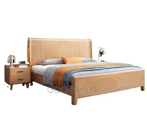 Home Bed; Wooden Bed With Solid Wood Headboard Queen Size Bedding Set