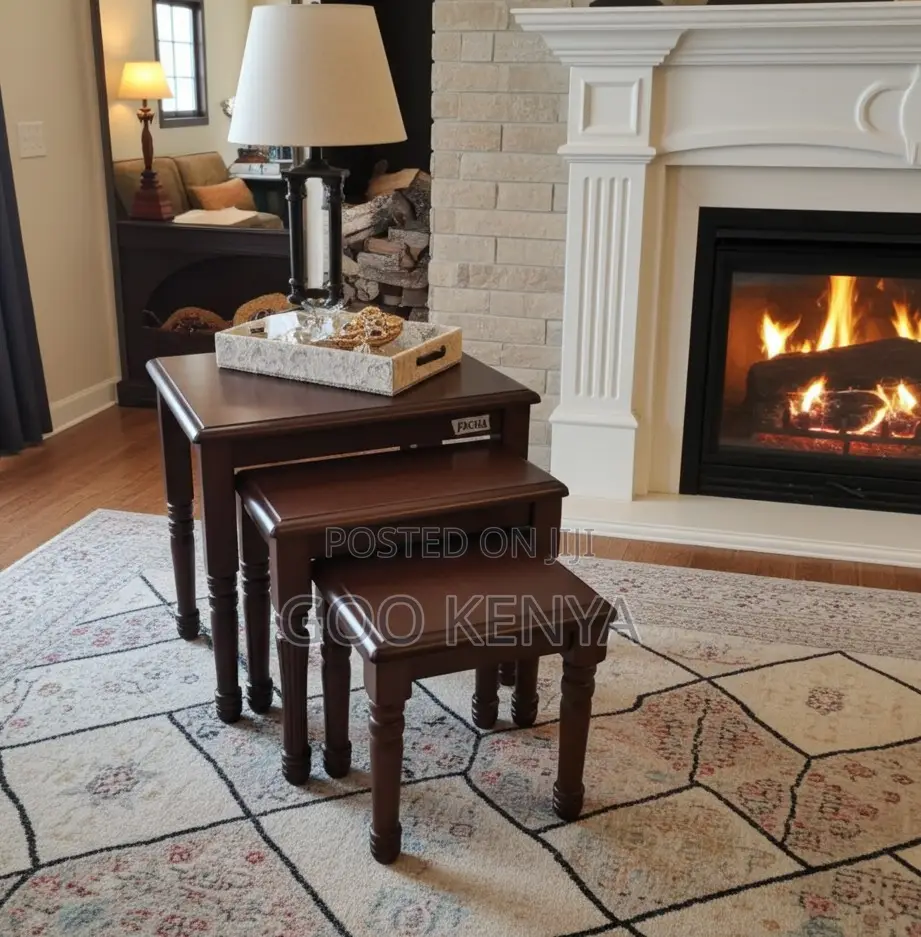 Home Table Set; Compact Stackable Wooden Table Set for Cozy Interiors