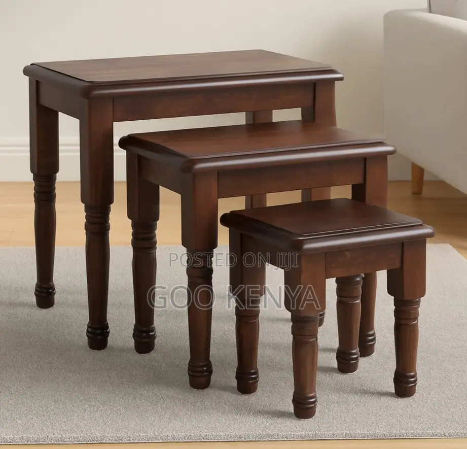 Home Table Set; Compact Stackable Wooden Table Set for Cozy Interiors