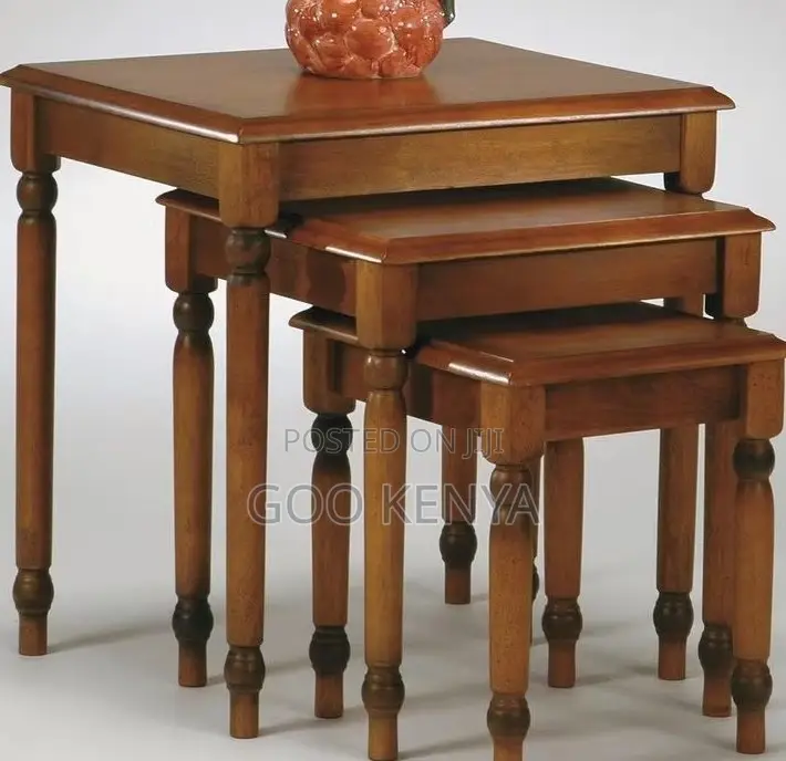 Home Table Set; Compact Stackable Wooden Table Set for Cozy Interiors