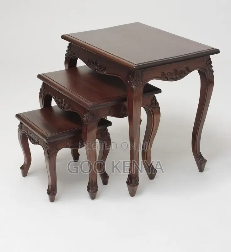 Home Table Set; Compact Stackable Wooden Table Set for Cozy Interiors