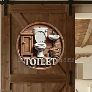 Toilet Wooden Wall Hanging Decor