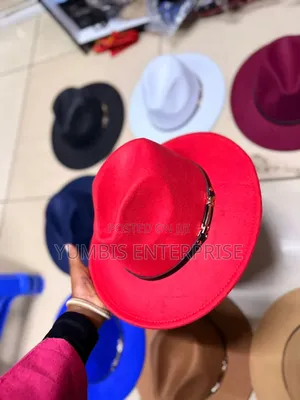 Fedora Hat in Navy Ama Red