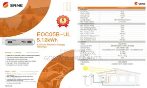 Srne 5.12kwh Battery 51.2v 100ah, Eoc05b-ul