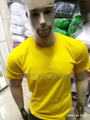 Yellow Cotton Round Neck Tshirts