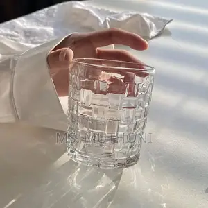 6pc Bamboo / Woven Pattern Whiskey Glass*