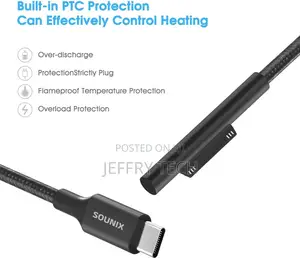 Usb-C Power Cable - For Microsoft Surface Pro 3/4/5/6 - 15v 3a - 1.5m