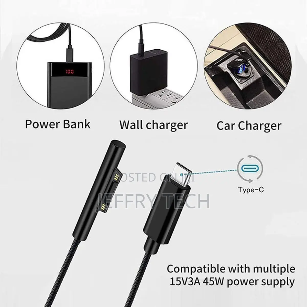 Usb-C Charging Cable - For Microsoft Surface - 15v 3a - 45w - 2m