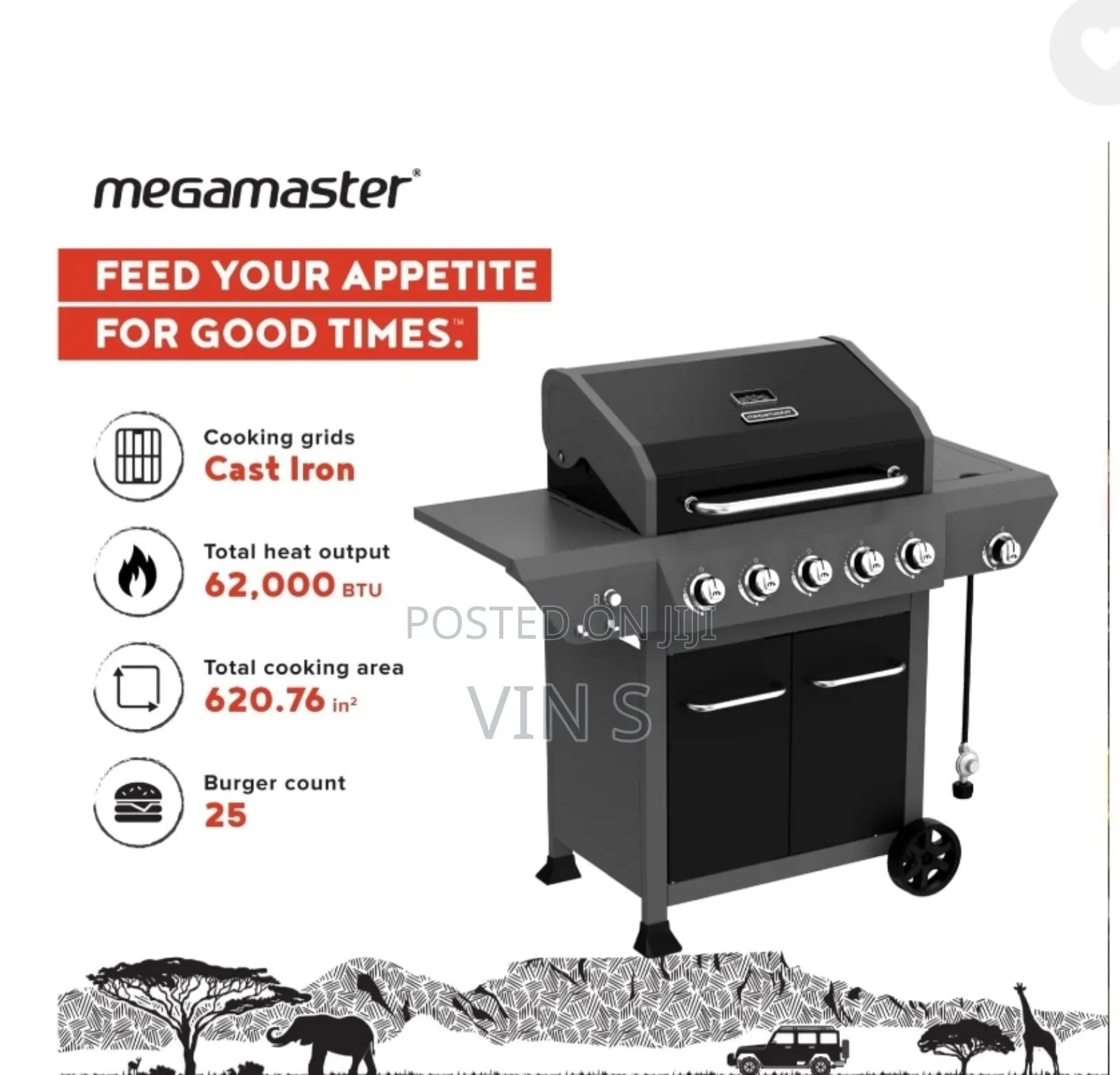 5-Burner Megamaster BBQ Barbecue Barbeque Grills Braai"Barbequê;Grílls