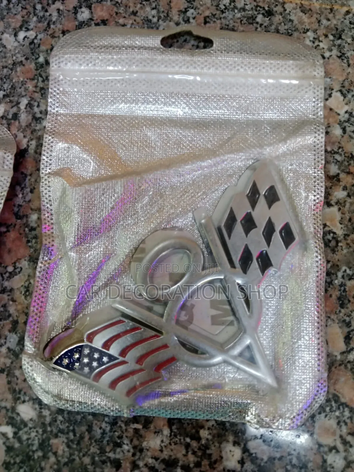 Silver Flag Designed V8 Badge
