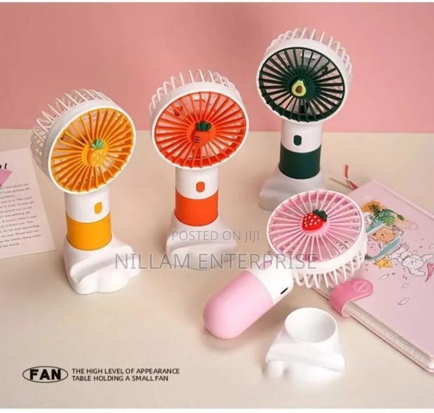 Cute Fruit Mini Hand Fan With Phone Holder, - thumbnail 2