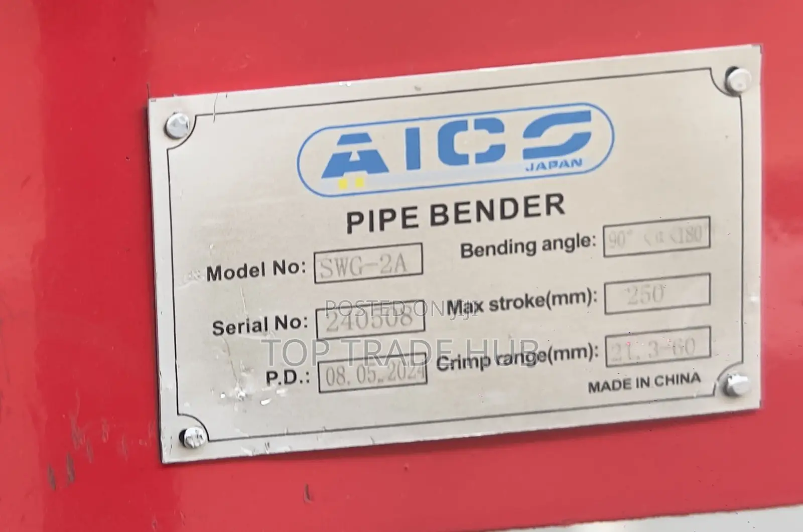 Aico Japan Swg-2a Pipe Bender 1/2 Inch To 4 Inch(12mm -100mm)