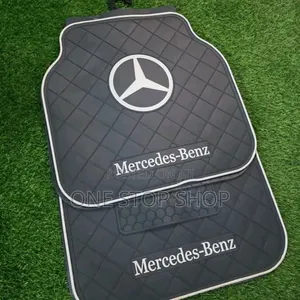5pcs White Logo Diamond Shaped Mercedes Floor Mats