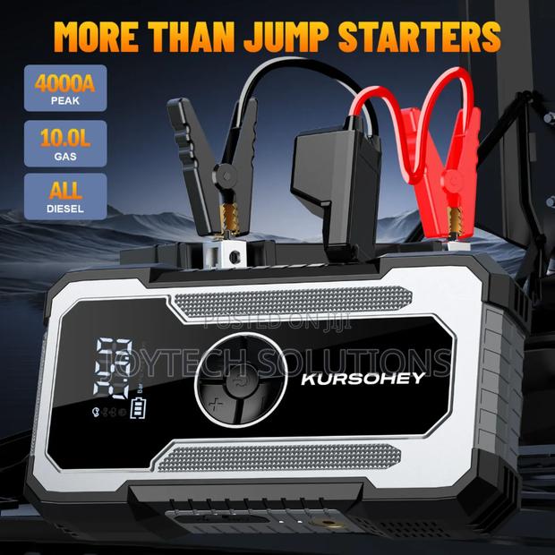 Jump Starter With Air Compressor, 5000a Portable Car Battery Booster