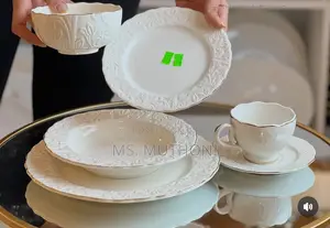 39 PCS Porcelain Dinnerware Set With a Baroque-Style Relief Pattern
