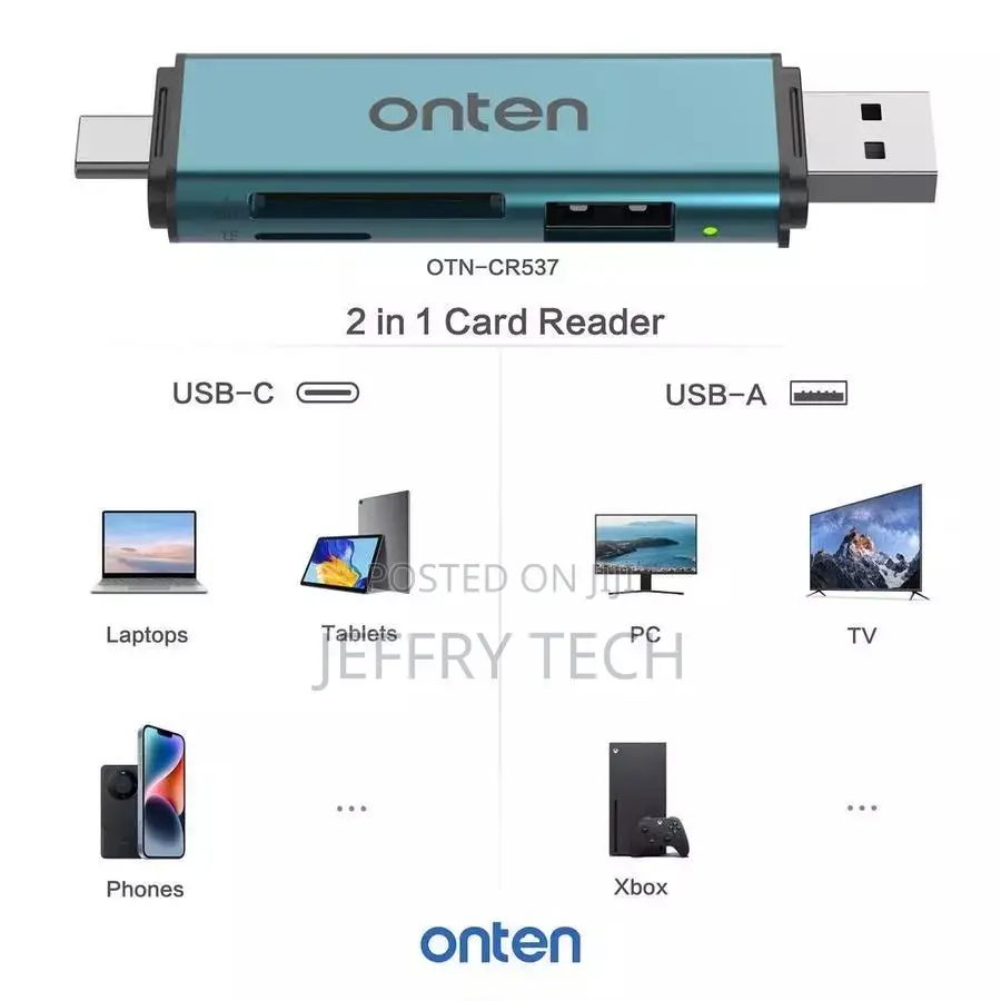 Onten Otn-Cr537 Usb Type-C Sd/Tf Card Reader With Usb 2.0