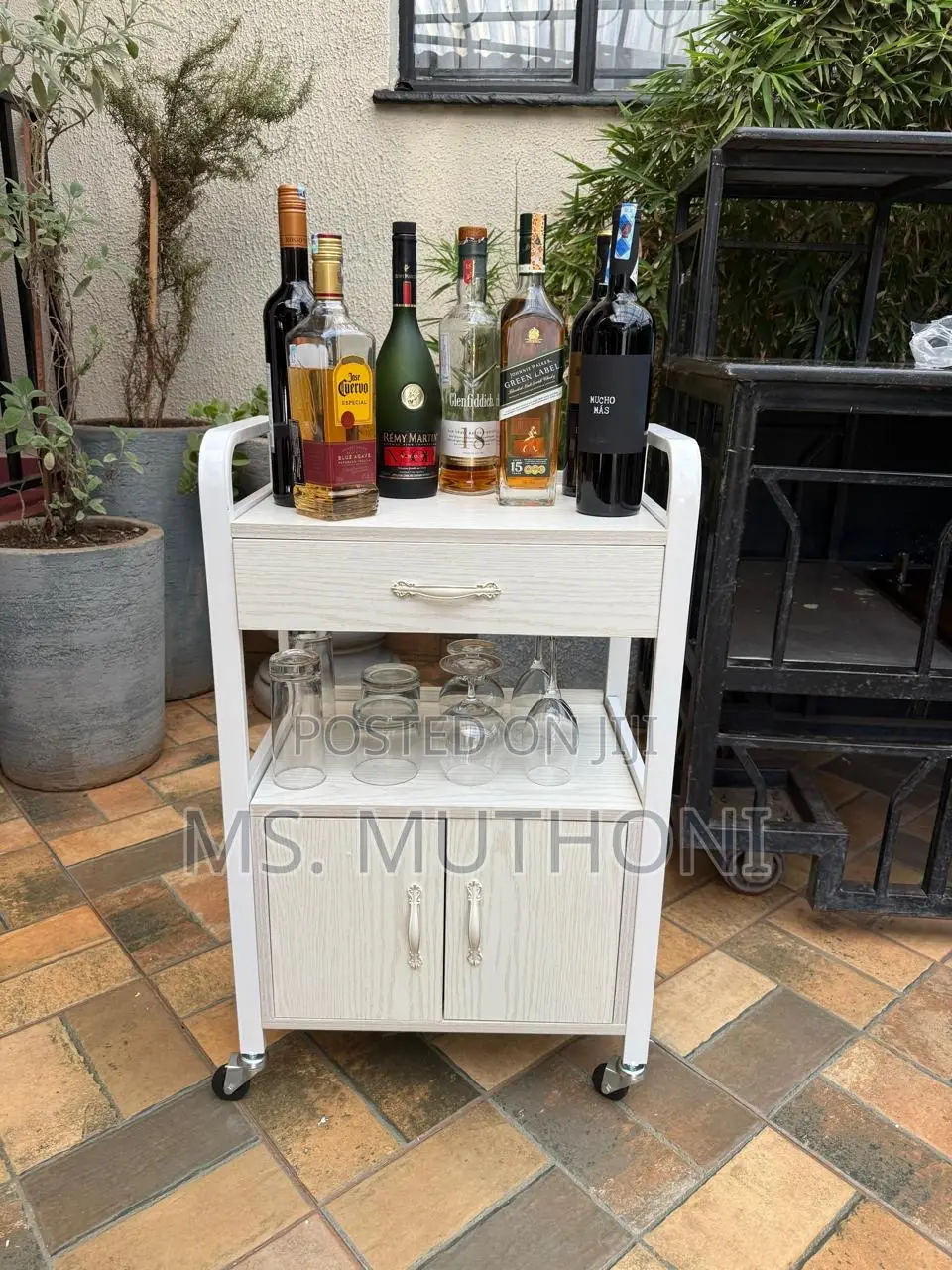 Two Tier Unit With a Drawer a Lower Cabinet Mobile Multipurpose Car