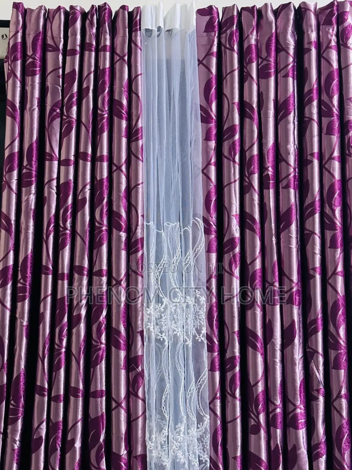 Gold Foil Linen Curtain With Sheers