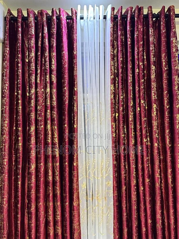 Gold Velvet Window Curtains Set - thumbnail 2