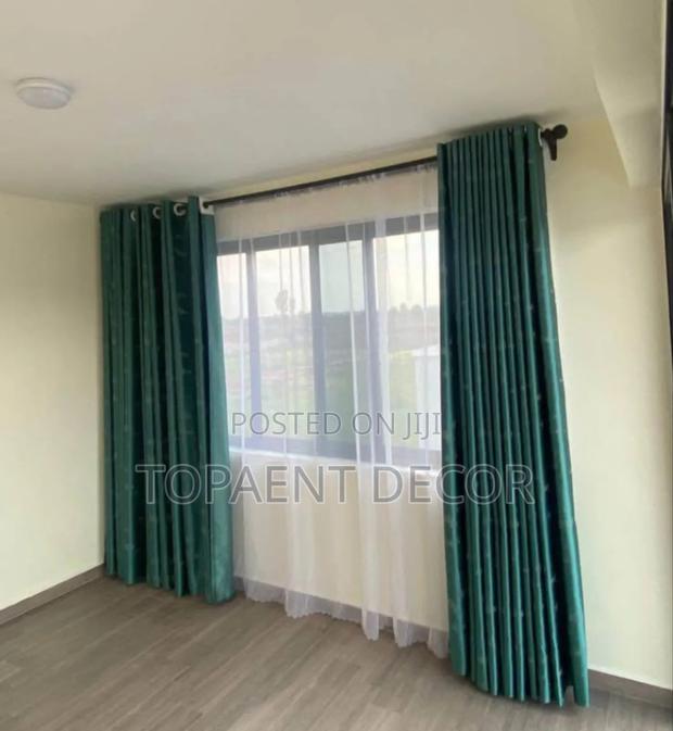Light, Airy, Beautiful Dark  Green Window Curtains And White Sheers