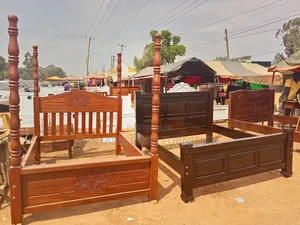 5x6 Pure Mahogany Carved Wooden Four-Poster Bed Frames