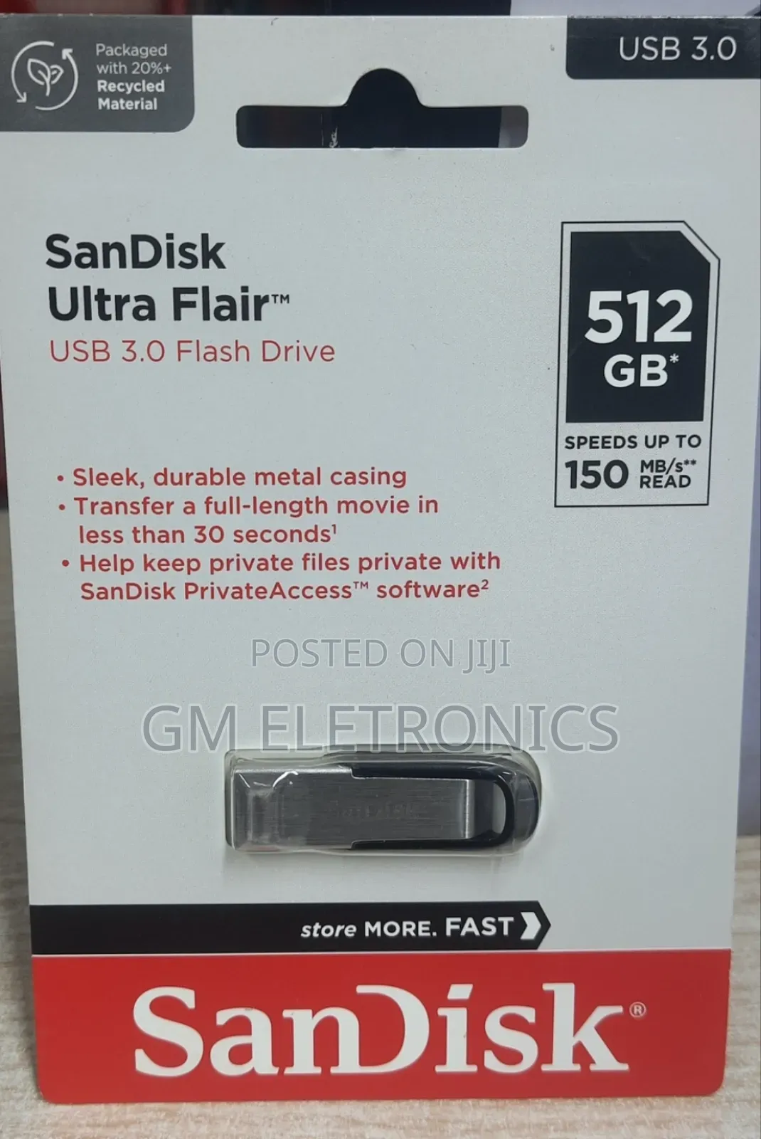Original Sandisk Usb 3.0 Flash Drive 512gb Capacity-Sleek Metal Casing
