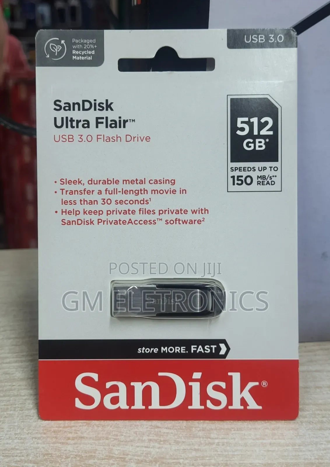 Original Sandisk Usb 3.0 Flash Drive 512gb Capacity-Sleek Metal Casing
