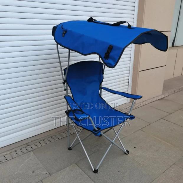 Foldable Camping Chair With Sun Canopy – Stay Cool Anywhere - main view
