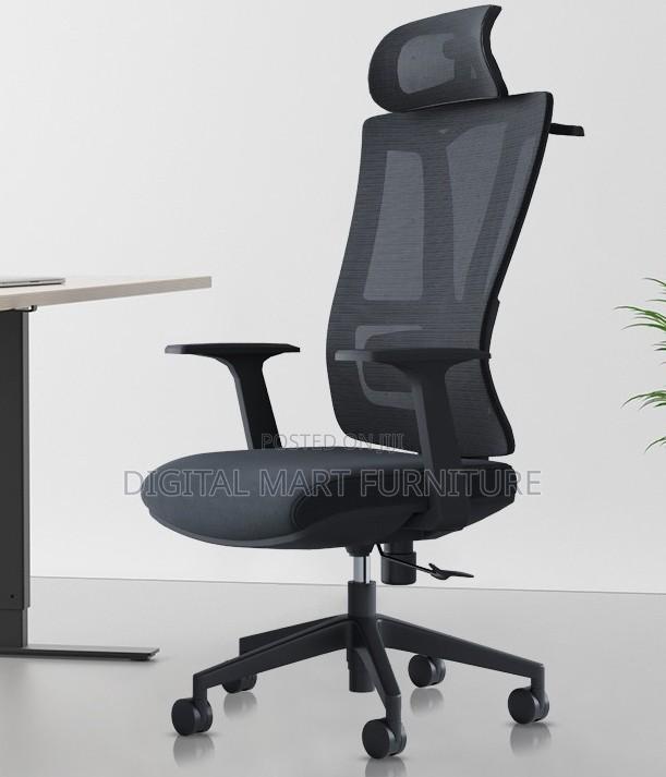 Black Chair With Leather Headrest - thumbnail 3