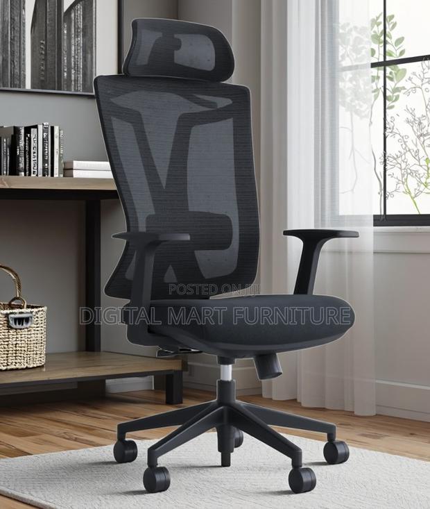 Black Chair With Leather Headrest - thumbnail 11