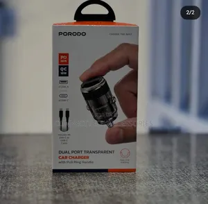 Porodo Dual Port Transparent Car Charger 36w