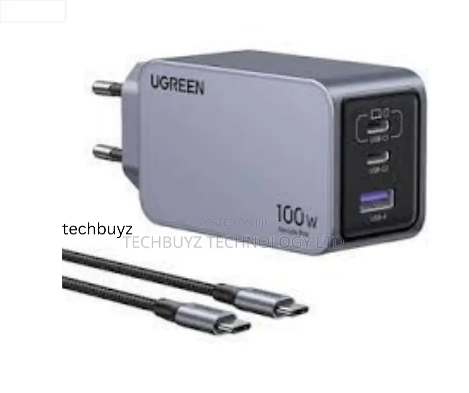Ugreen Nexode Pro 100w 3-port Gan Fast Charger Uk Grey+1.5m 100w Cable