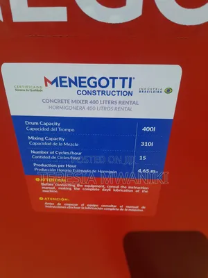 400ltrs  Mixer[Menegotti Concrete Mixer]