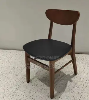 Home Chair; Vintage Wooden Dining Room Chair With Leather Cushion