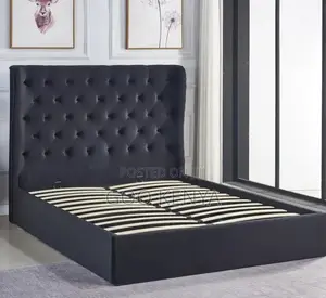 Home Bed; French Diamond-Tufted Soft Velvet King Size Bed Frame