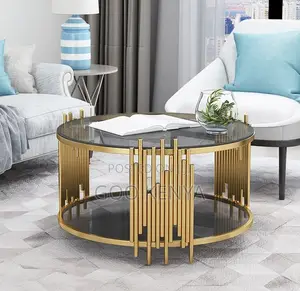 Home Table; Modern Round Tea Table for Living Room With a Glass Top