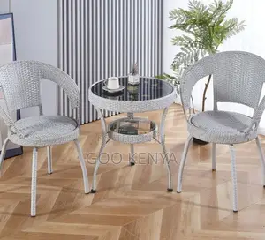 Home Dining Set; Courtyard Balcony Rattan Table Set of Two Persons
