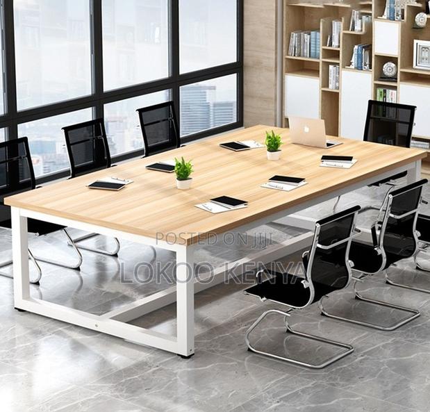 Office Table; 2.4 M Metal Framed Conference Room Meeting Table