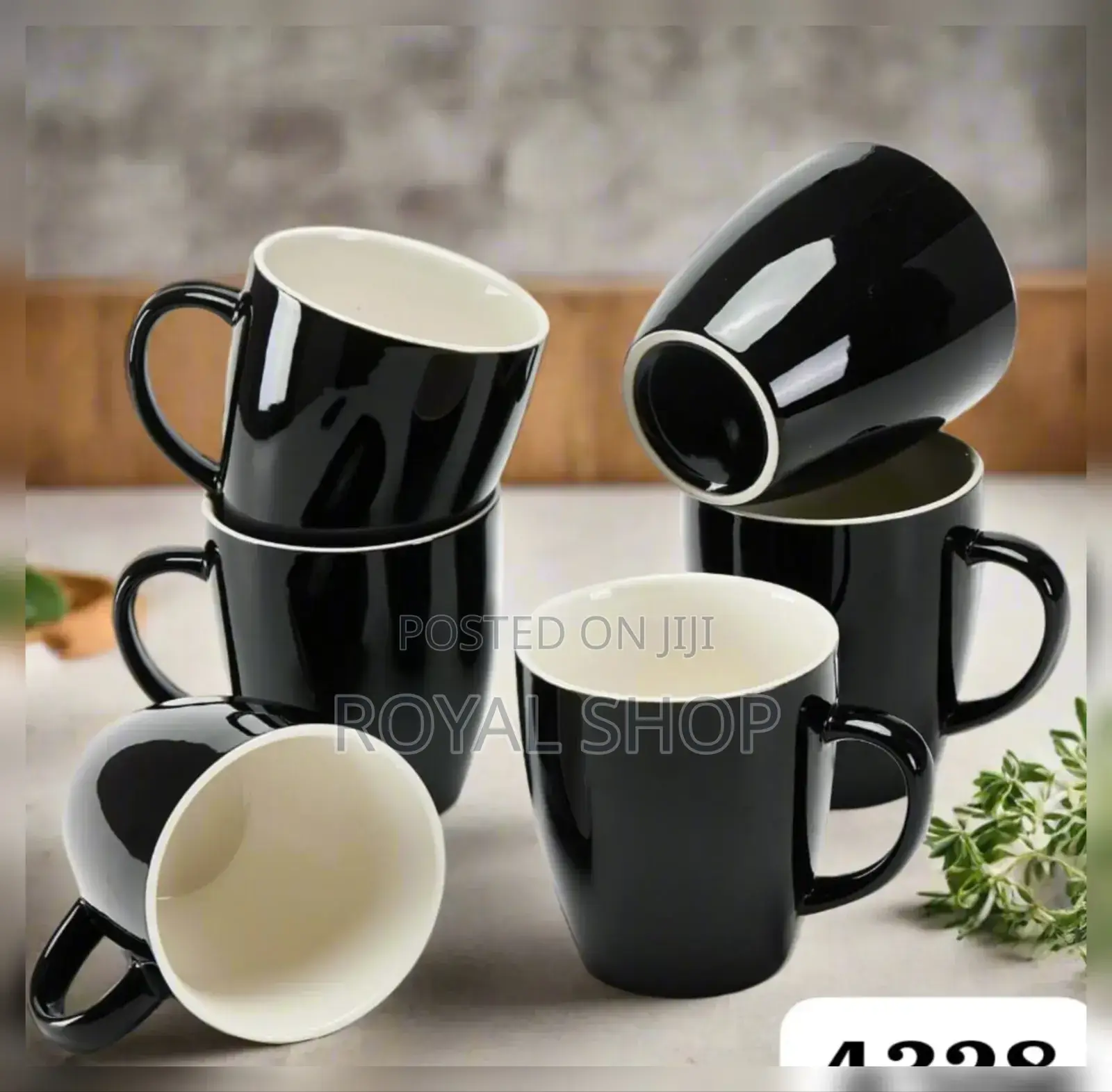Black Ceramic Cup Set of 6 PCS