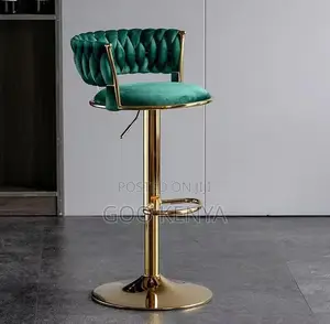 Home Stool; Modern Gold Frame Bar Chair With Adjusting Swivel Function