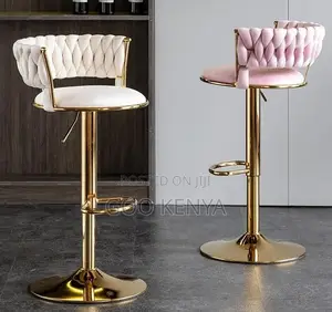 Home Stool; Modern Gold Frame Bar Chair With Adjusting Swivel Function