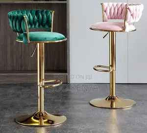Home Stool; Modern Gold Frame Bar Chair With Adjusting Swivel Function