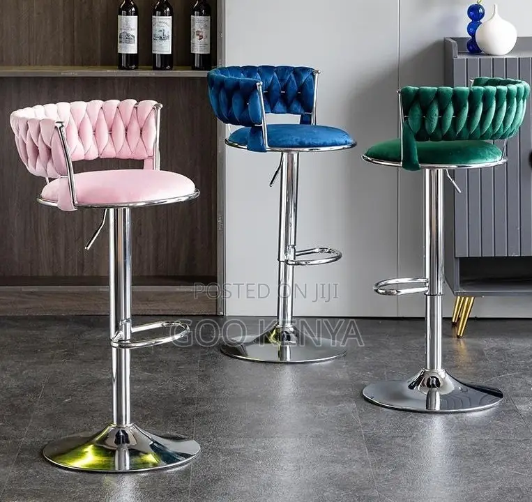 Home Stool; Modern Gold Frame Bar Chair With Adjusting Swivel Function
