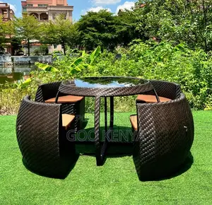 Home Dining Set; Waterproof Rattan Outdoor 4-Set With Aluminum Frame