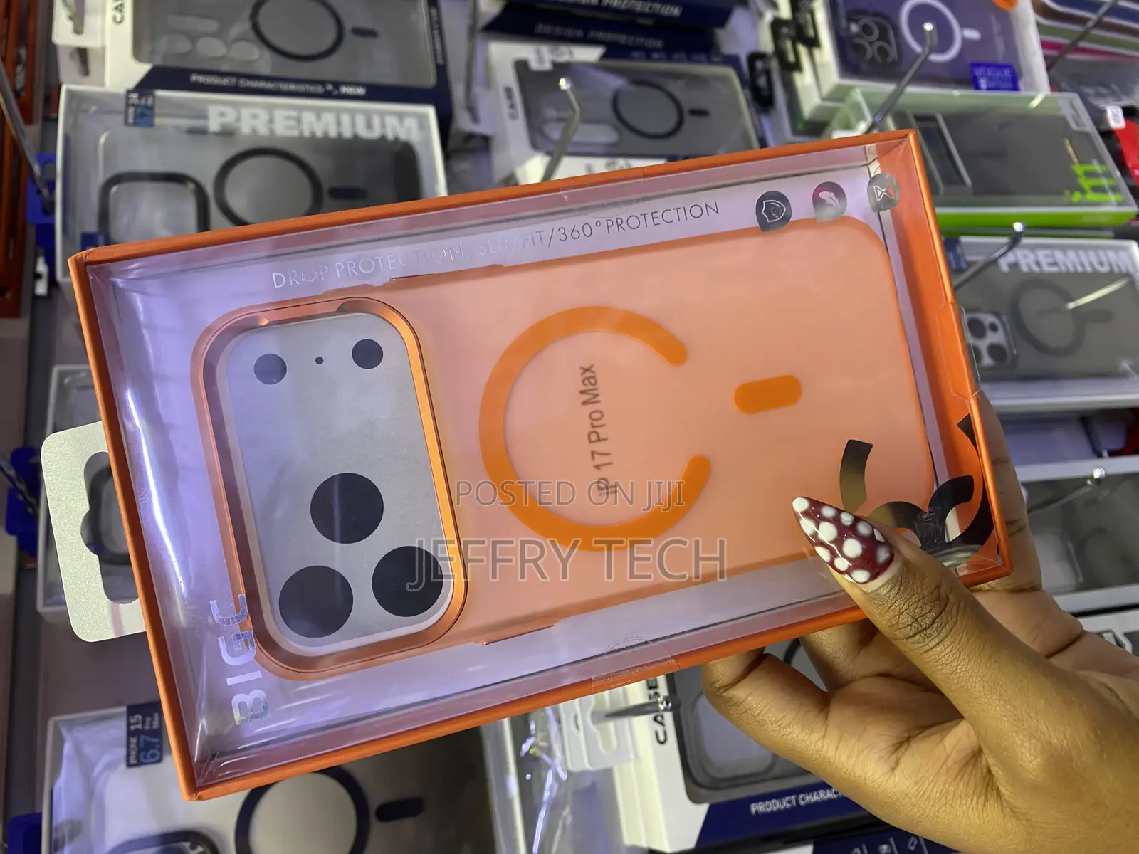 Ziledan iPhone 17 Pro Max Case Clear Orange Plated Magsafe Case
