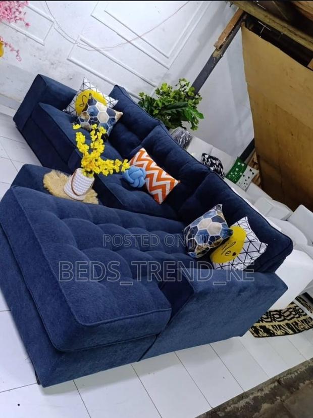 Blue 6 Seater Posh L Sofa Set - main view