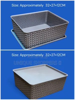 Multi-Purpose Plastic Storage Basket With Lid (32×27×12cm)